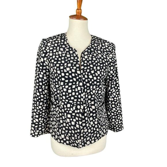 The Limited Black & White Blazer Women Size M Dotted Print Shoulder Pads Y2K - Picture 3 of 10
